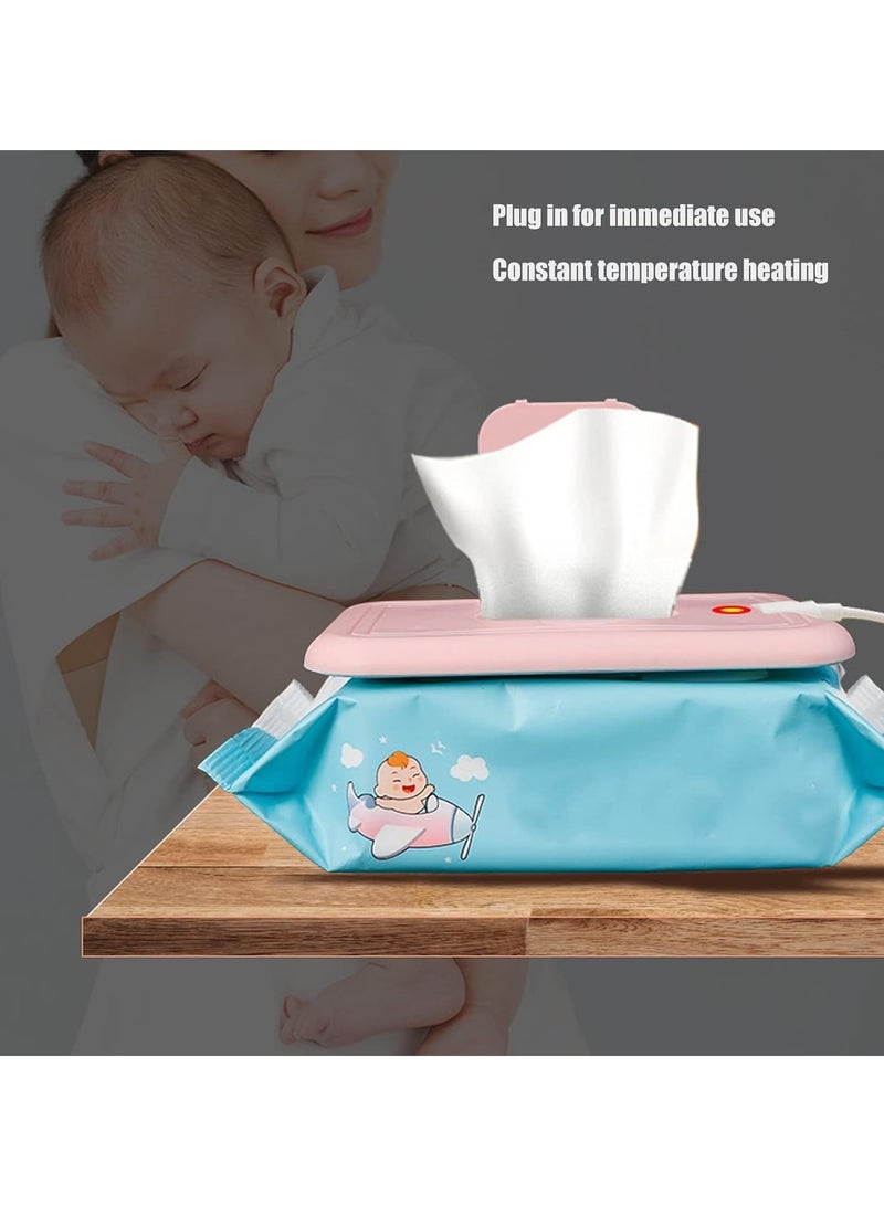 Portable USB Baby Wipe Warmer, Ideal for Travel and Car Use, Perfect Baby Shower Gift, Keeps Wipes Warm for Comfort (Pink)