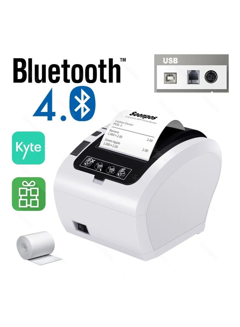 Bluetooth Thermal Receipt POS Printer 58mm 80mm Auto Cutter Support Loyverse Kyte USB LAN Ethernet Kitchen Printing