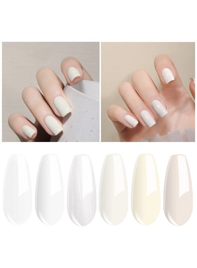 Milky White Gel Nail Polish Set Of 6 French White Cold White Colors Collection Uv Led Nail Gel Kit For Home Diy Nail Salon Manicure Nail Art Longlasting Varnish 8Ml