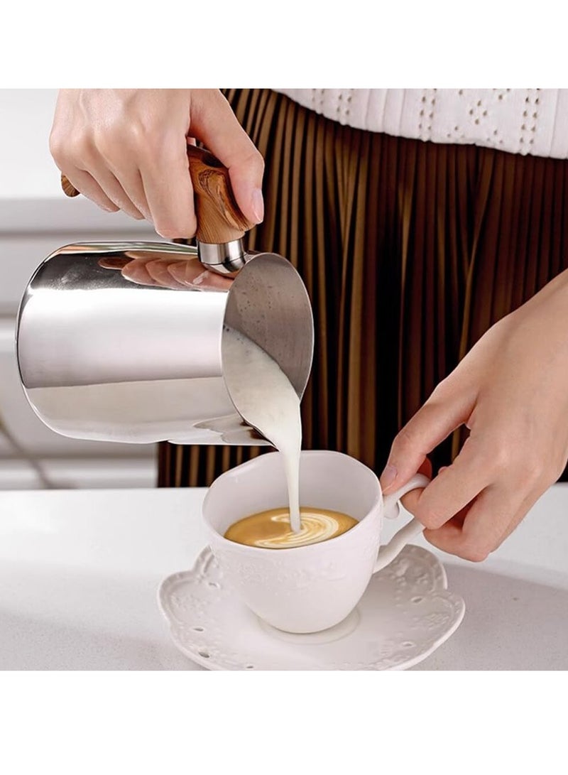 Stainless Steel Milk Frothing Jug 20 OZ (600ml) with Handle & Measurement - Perfect for Latte Art & Espresso Drinks