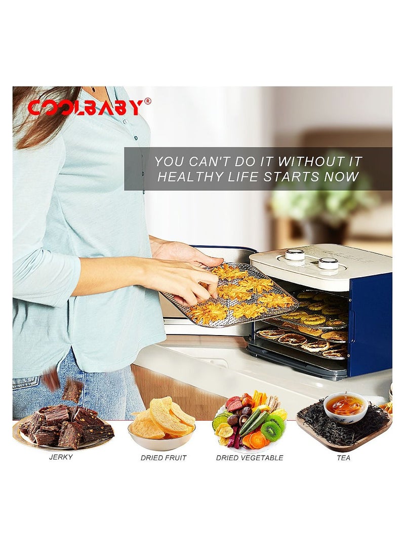 COOLBABY Food Dehydrator Machine, Digital Adjustable Timer and Temperature Control, Dryer for Herb, Meat, Beef, Fruit and Vegetables, Over Heat Protection, Stainless Steel Trays