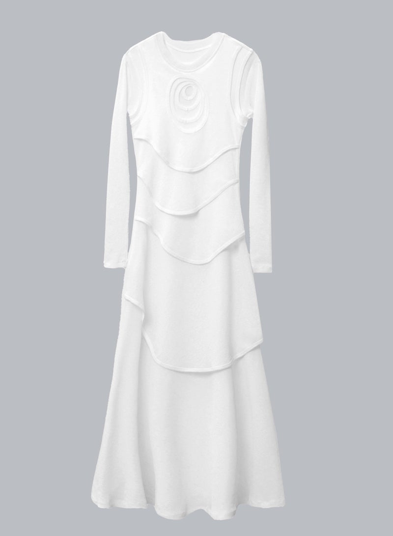 CAOSTU • WHITE MULTI-LAYER HUG DRESS