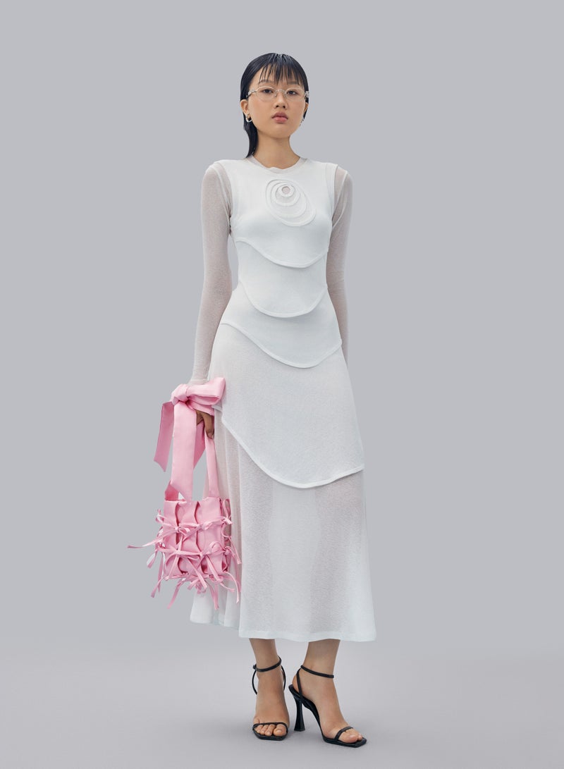 CAOSTU • WHITE MULTI-LAYER HUG DRESS