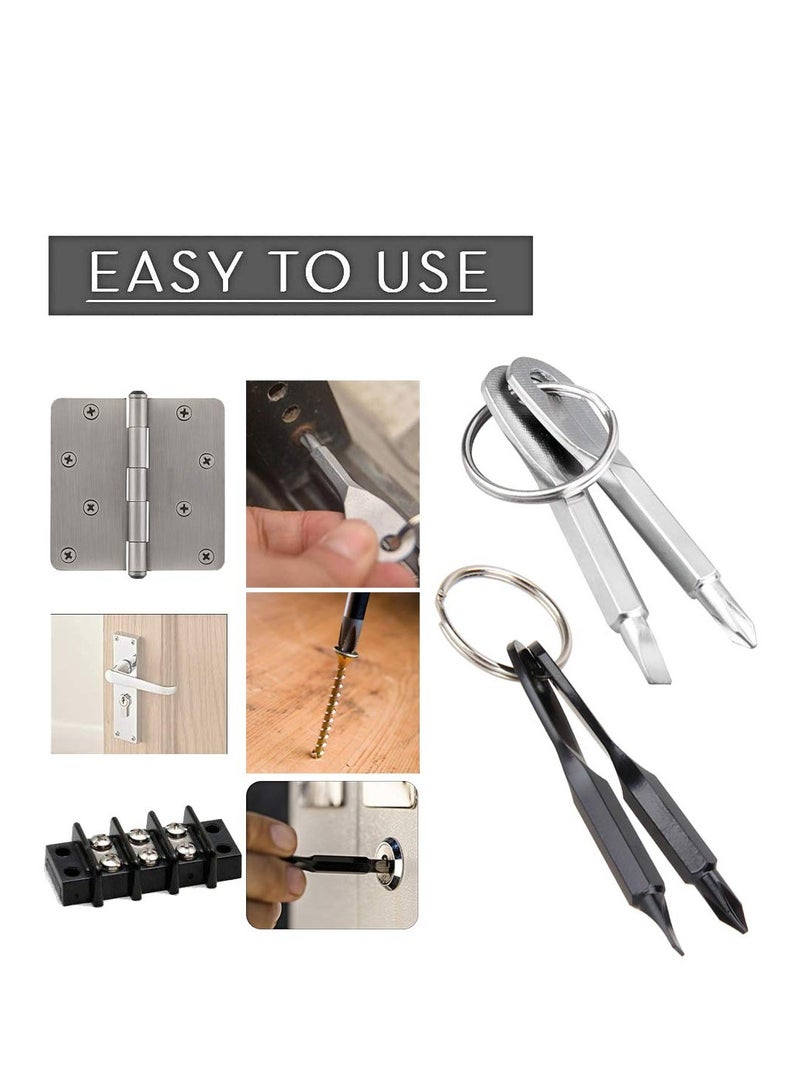 Mini Keychain Screwdriver Set, Dual Flat and Phillips Head Tools for EDC, Pocket-Friendly Gadget for Men