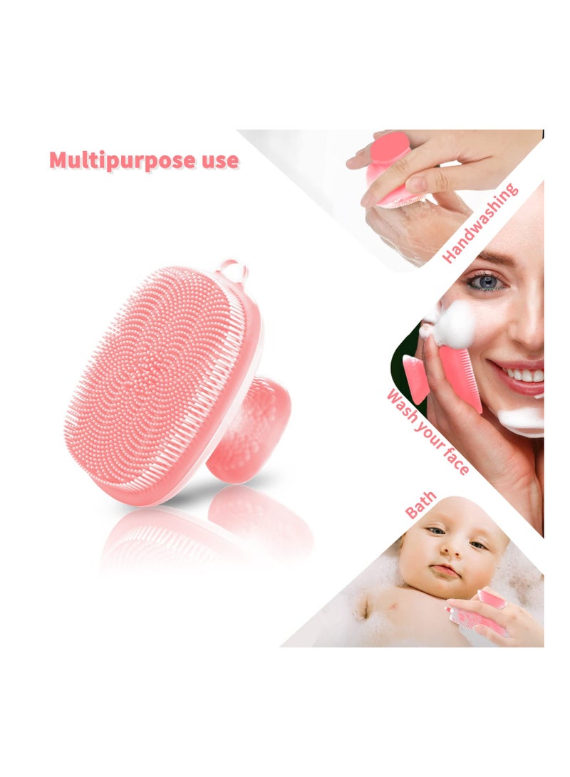 Silicone Face Scrubber Facial Cleansing Brush Silicone Face Wash Brush Manual Waterproof Cleansing Skin Care Face Brushes for Cleansing and Exfoliating Pink