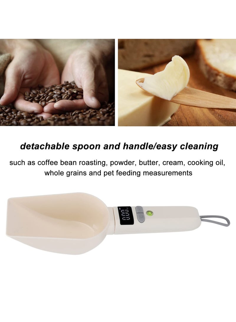 Rechargeable Digital Food Measuring Spoon, Versatile Kitchen and Pet Scoop, Weighs 1g to 800g, Supports g, oz, ml Units, Precise and Detachable