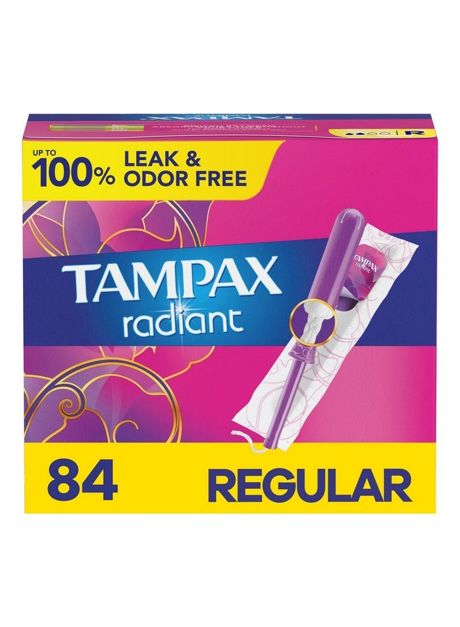 Radiant Tampons, Regular Absorbency, With Leakguard Braid, Unscented, 84 Count