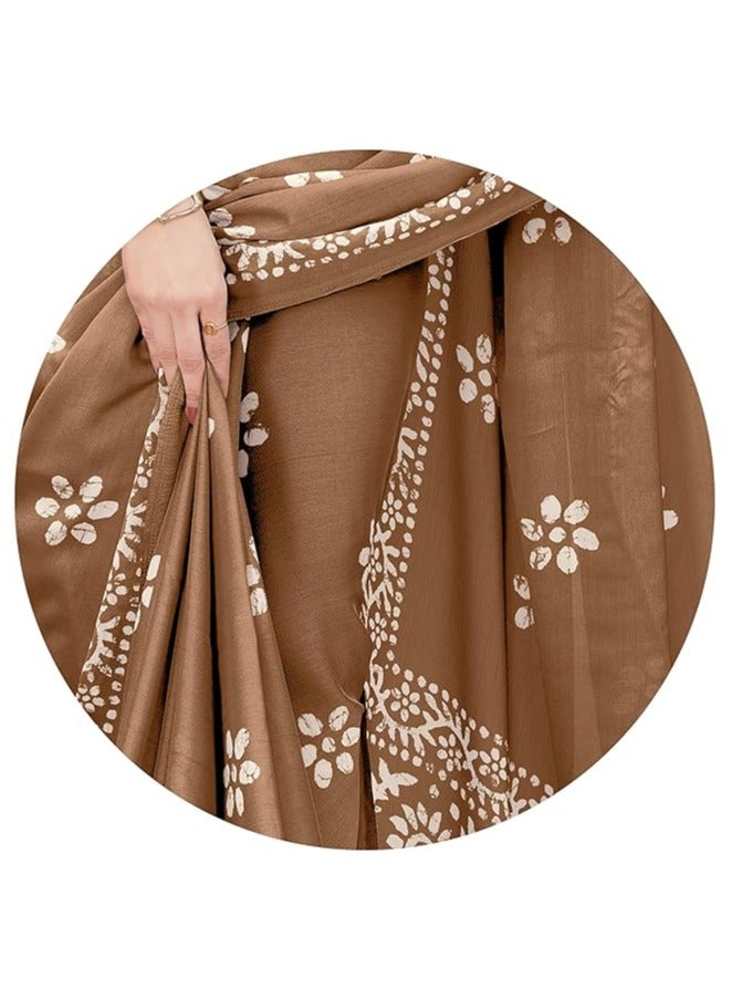 Women's Latest Chiffon Batik Printed Saree with Blouse Piece