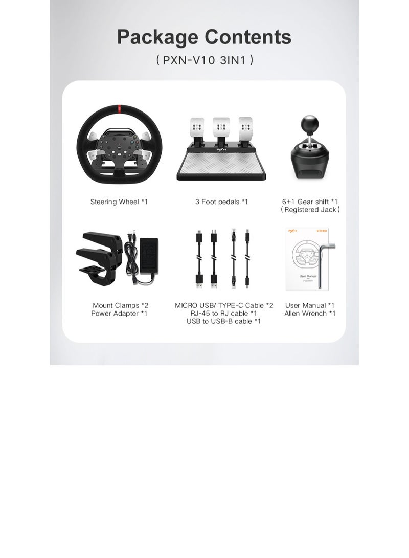 FFB Racing Steering Wheel with Pedals & Shifter