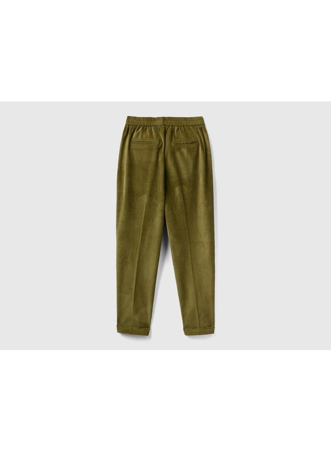 Chinos in velvet with stretch waist