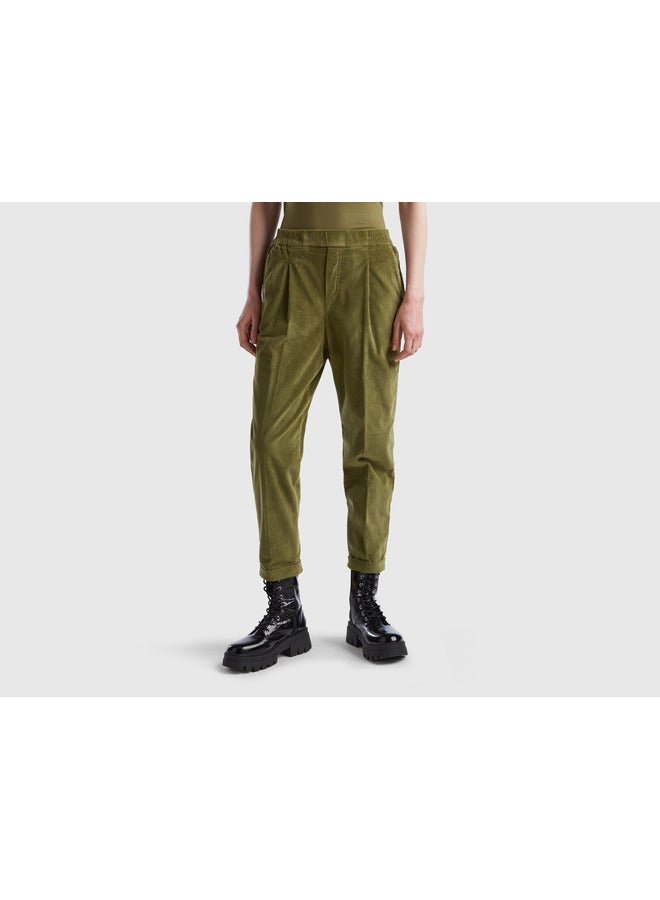 Chinos in velvet with stretch waist