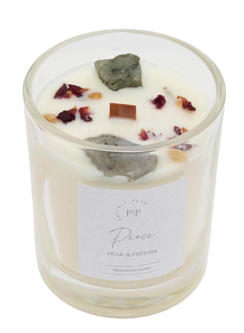 Prickly Pear Moonstone Crystal 'Peace' Candle - Calming Scented Candle