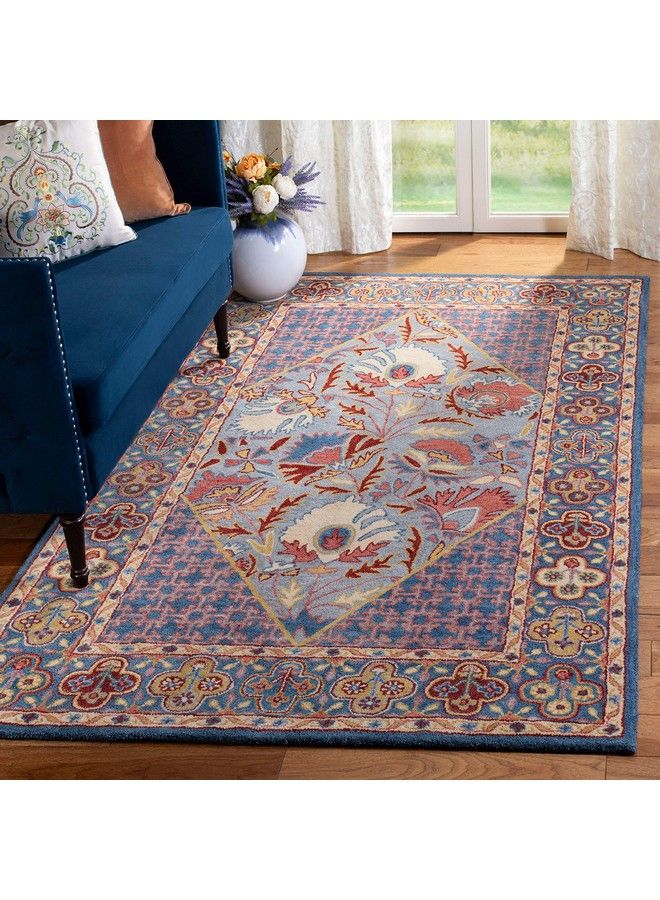 Antiquity Collection 2' X 3' Blue Red At508M Handmade Traditional Oriental Premium Wool Accent Rug