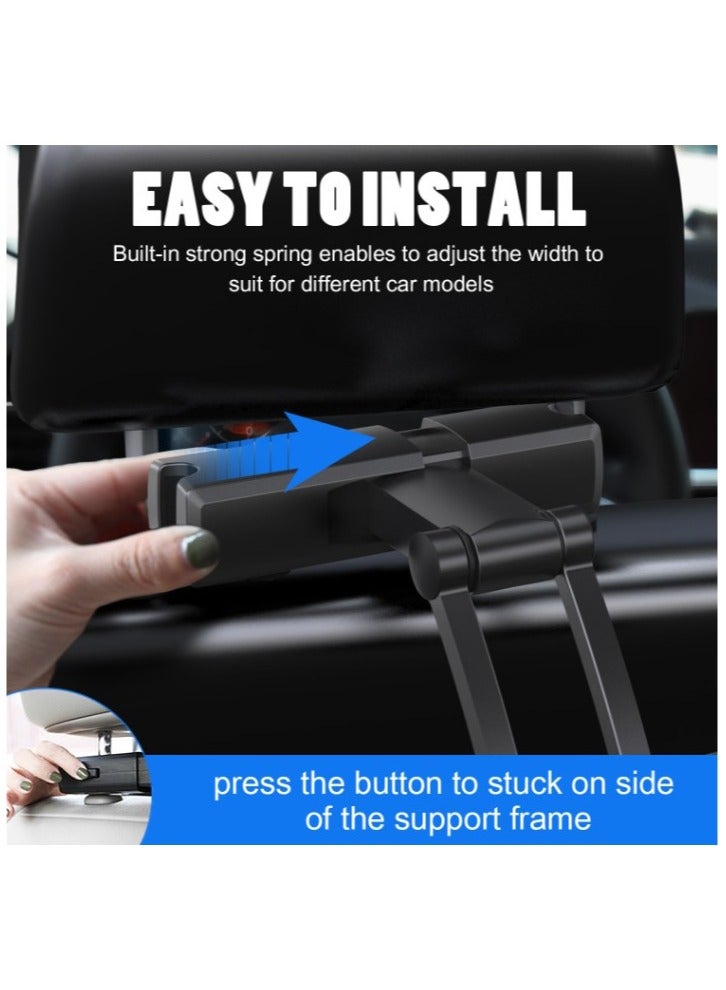 Tablet Holder for Car 360 Rotatable and Retractable Adjustable Car Phone Holder Back Seat Road Trip Essentials for 4.7-12.9 Inch