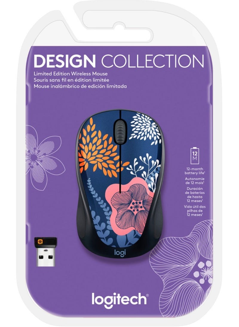 Design Collection Limited Edition Wireless 3-button Ambidextrous Mouse with Colorful Designs - Forest Floral Multicolour