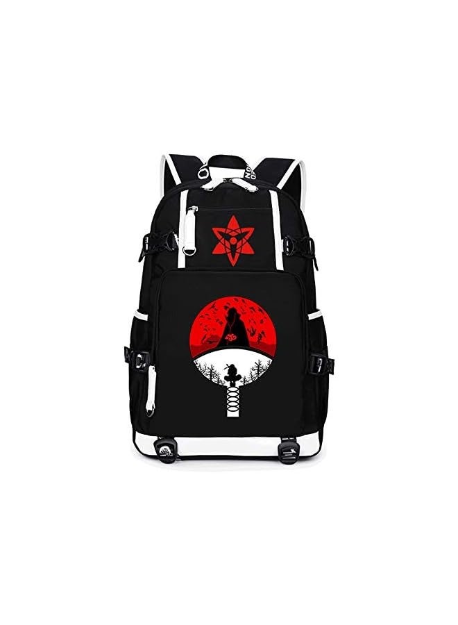 Anime Naruto Sasuke Sharingan Akatsuki Red Cloud Backpack Cosplay Laptop Bag