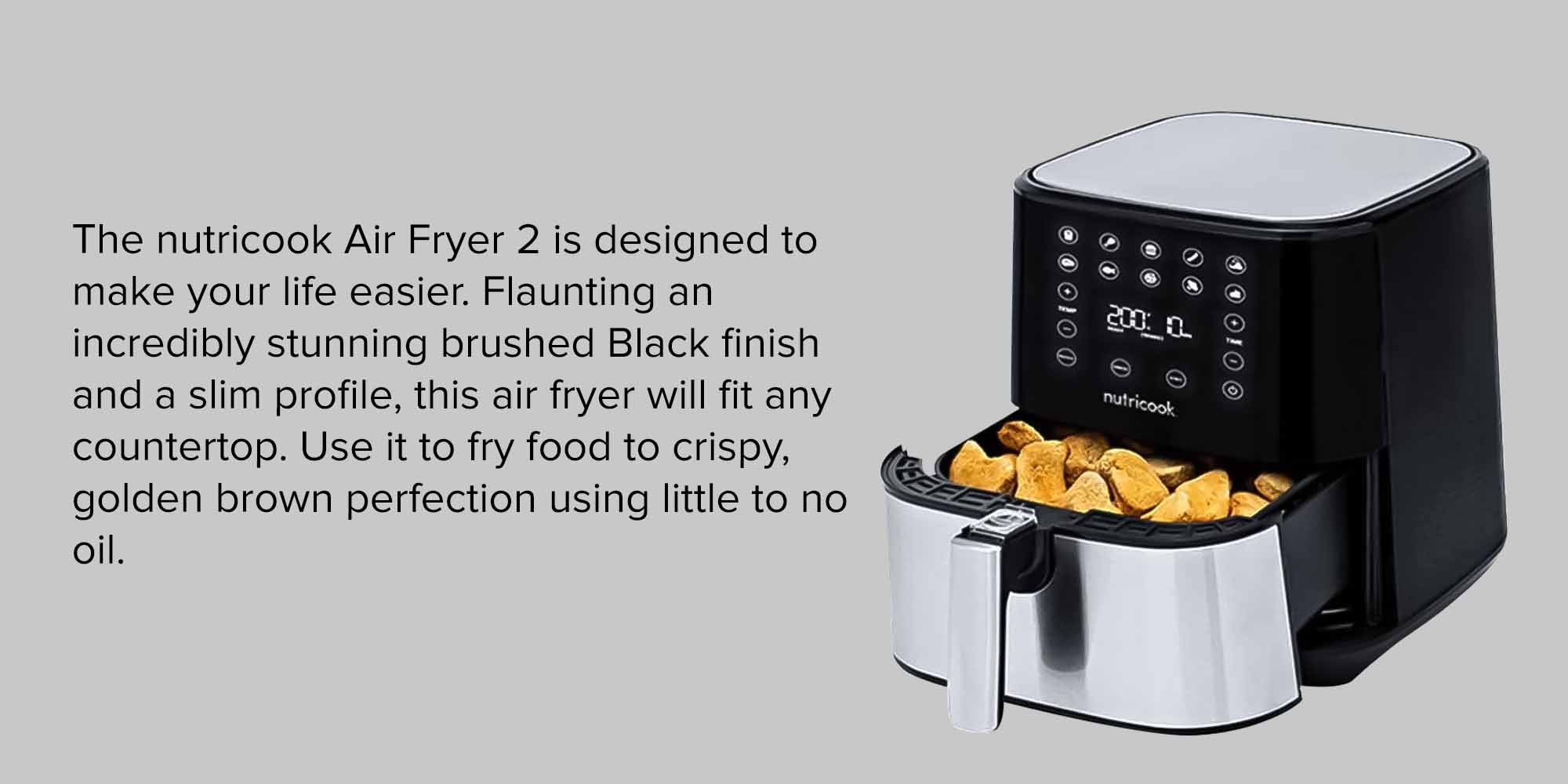 Air Fryer 2 Led One Touch Screen With 10 Presets Preheat Celsius To Fahrenheit Conversion Auto Shut Off And Shake Reminder 5.5 L 1700 W AF205 Stainless Steel