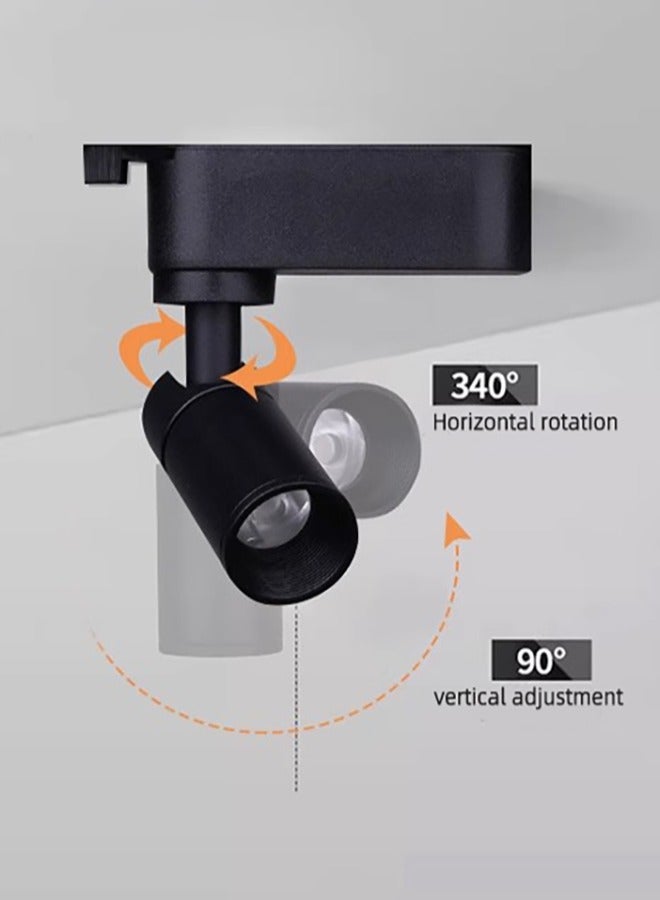 3Watt Ceiling LED Track Lights Wall Mounted Directional Spot Lighting Indoor Accent Lamps For House Decorative With CREE Chip 5° Beam Angle Black 60x11.8CM