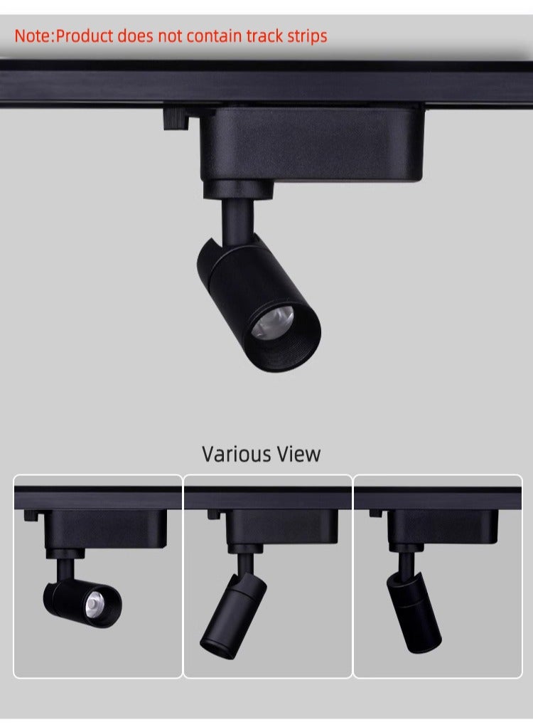 3Watt Ceiling LED Track Lights Wall Mounted Directional Spot Lighting Indoor Accent Lamps For House Decorative With CREE Chip 5° Beam Angle Black 60x11.8CM