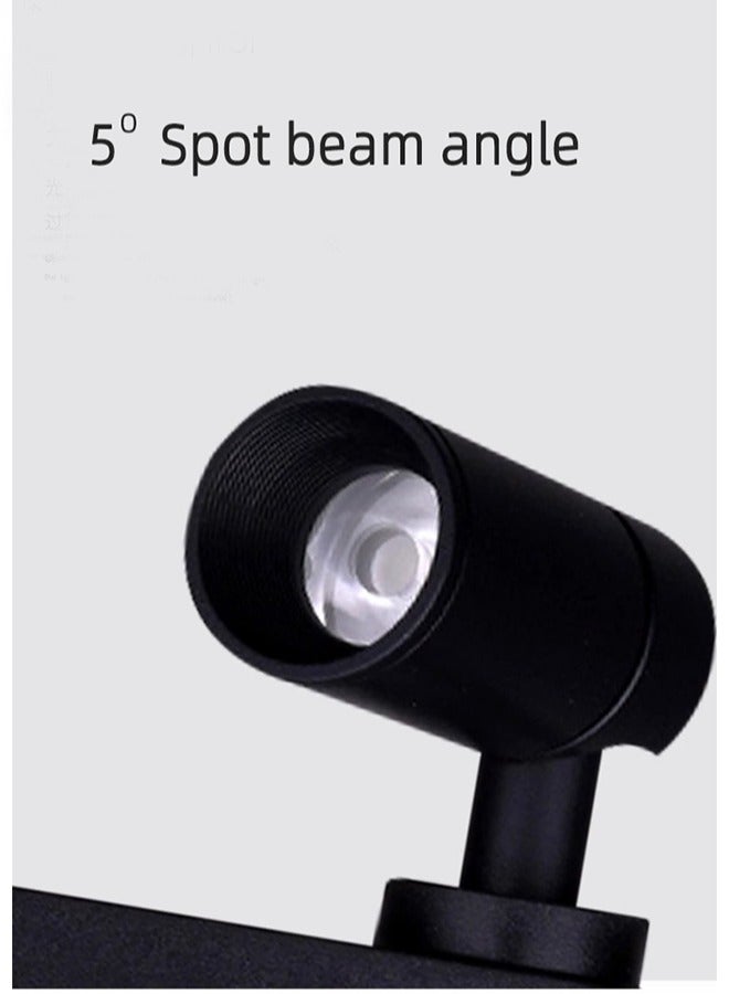 3Watt Ceiling LED Track Lights Wall Mounted Directional Spot Lighting Indoor Accent Lamps For House Decorative With CREE Chip 5° Beam Angle Black 60x11.8CM
