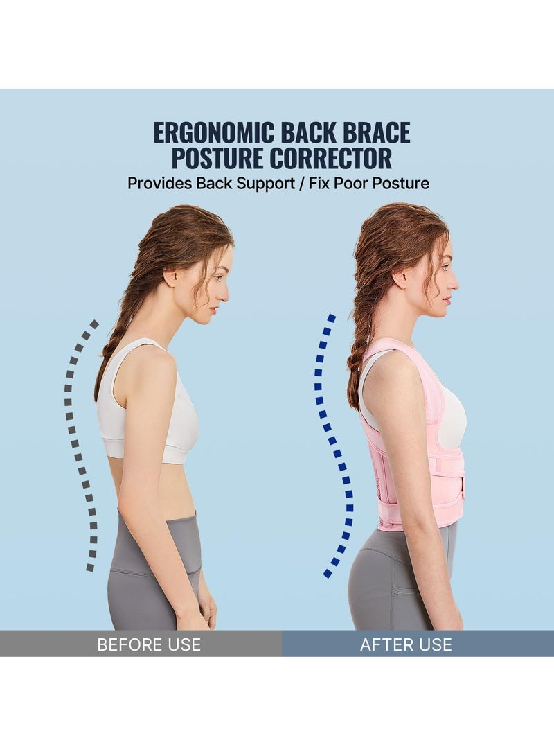 Back Brace and Posture Corrector for Women and Men Back Straightener Posture Corrector Scoliosis and Hunchback Correction Back Pain Spine Corrector Support Adjustable Posture Trainer Pink  M