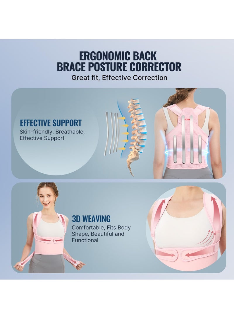 Back Brace and Posture Corrector for Women and Men Back Straightener Posture Corrector Scoliosis and Hunchback Correction Back Pain Spine Corrector Support Adjustable Posture Trainer Pink  M