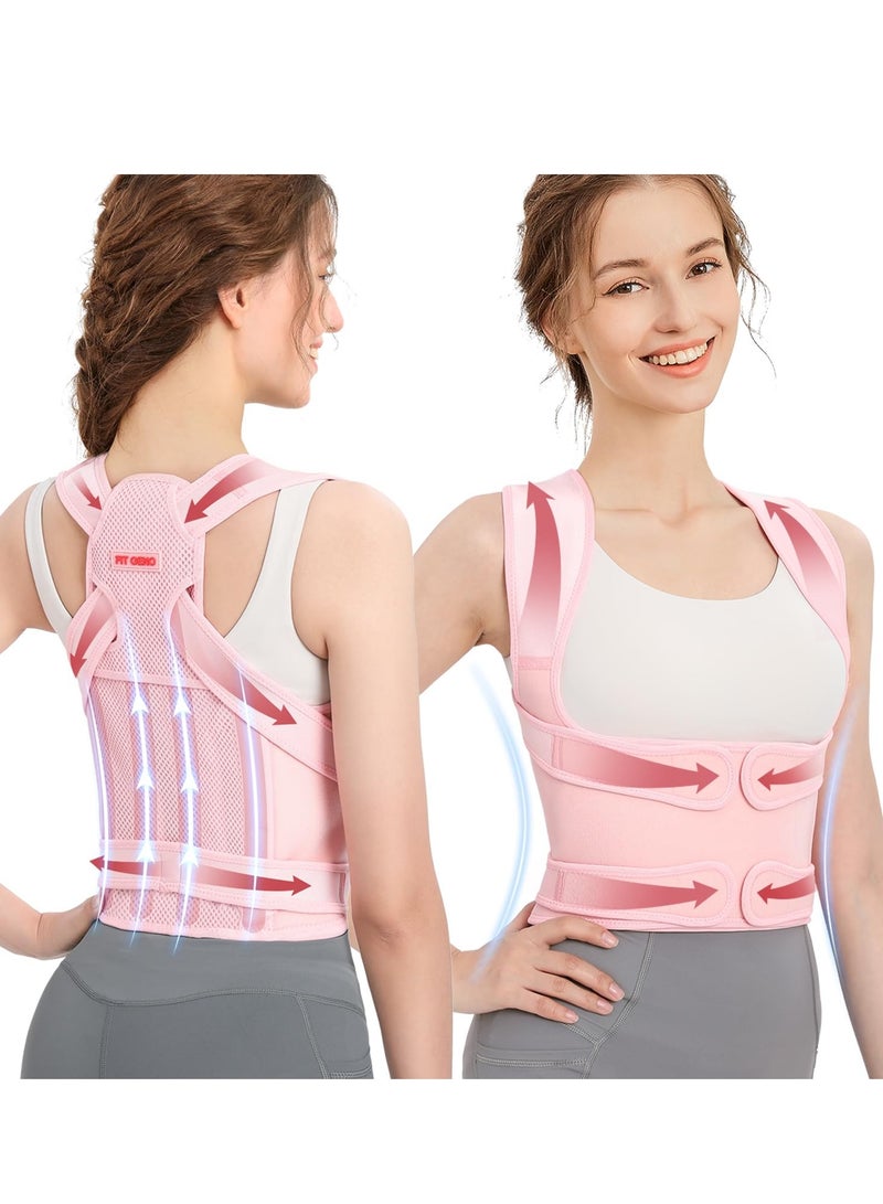 Back Brace and Posture Corrector for Women and Men Back Straightener Posture Corrector Scoliosis and Hunchback Correction Back Pain Spine Corrector Support Adjustable Posture Trainer Pink  M