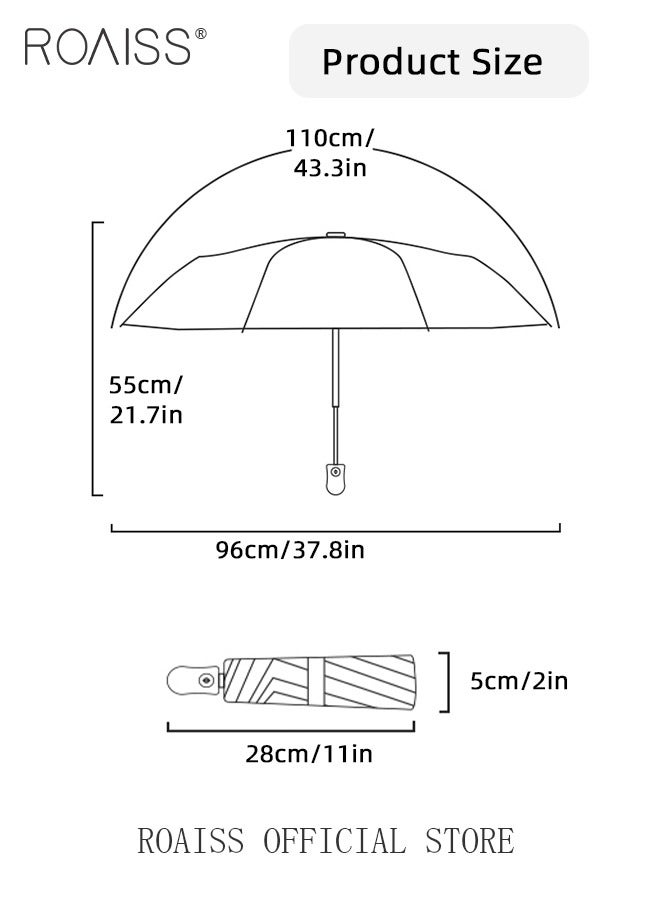 Full Automatic Umbrella Unisex Rain and Shine Dual Use 8 Rib Reinforced Thickened Portable Arc Umbrella for UV Protection Rain Resistant and Windproof Parasol with Cute Flowers Print