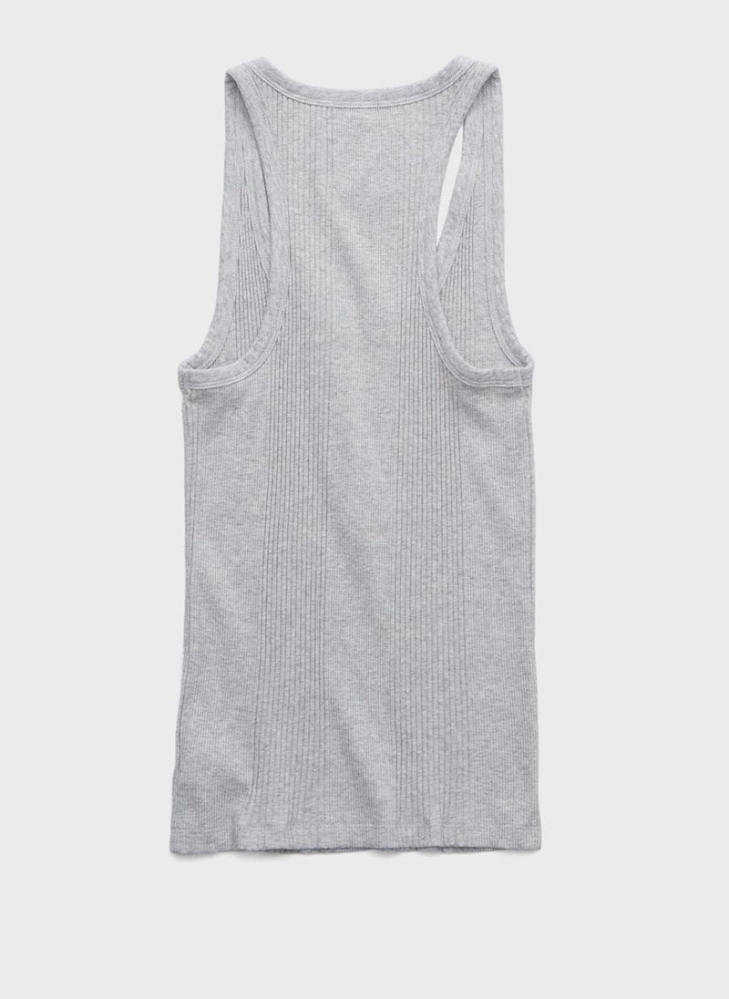 Ribbed Button Detail Tank Top