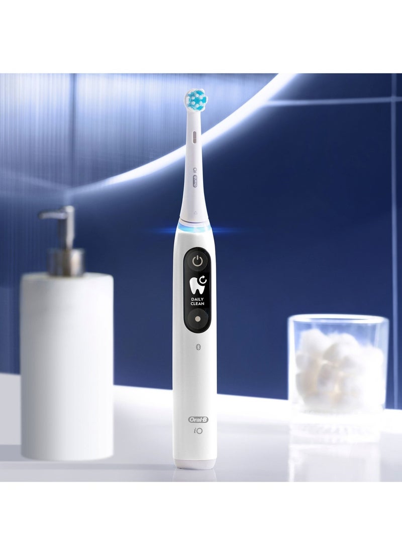 Oral B iO6 Series 6N Electric Rechargeable Toothbrush, Built with AI, Optimal Pressure Control, LED Interface, Bluetooth Connectivity, 5 Personalized Brush Modes – White