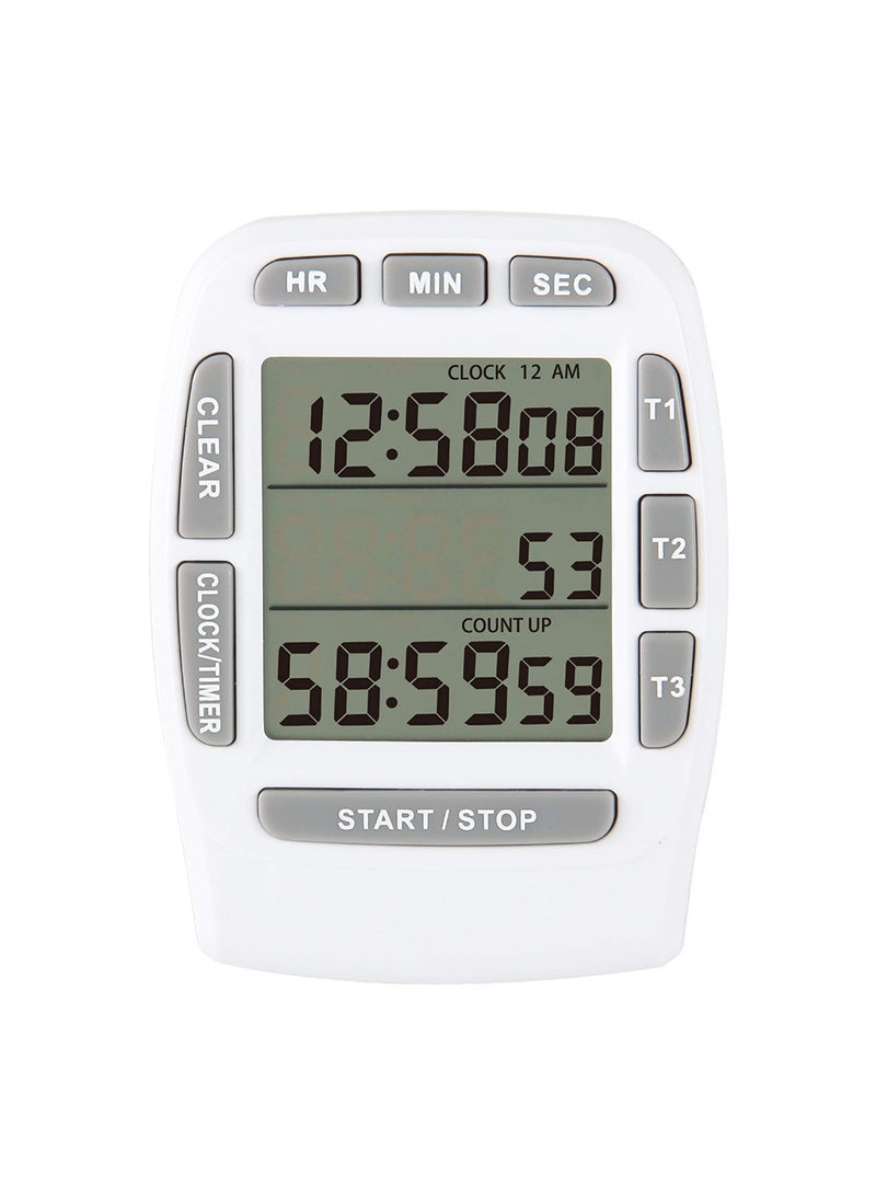 Digital Timer with Loud Buzzer and Magnetic Design for Kitchen Cooking Meetings and Studying White