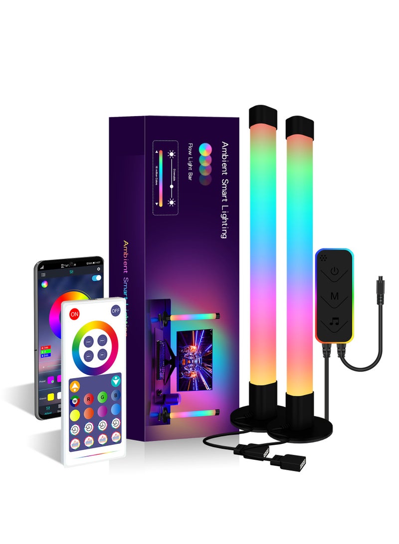 Smart LED Light Bar, 2Pcs RGB TV Backlights with Music Sync, Bluetooth APP Dimmable, 43 Modes Ambient Lighting for Gaming, Movies, PC Room Decor, Compatible with Alexa and Google Assistant