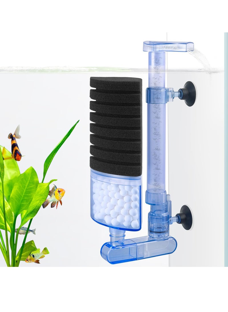 Aquarium Bio Sponge Filter, Air Powered Fish Tank Sponge Filter with an 8 Layer Sponge and 1 Bag of Ceramic Balls for Fish Tank, Betta Tank, Shrimp Tank, Breeding