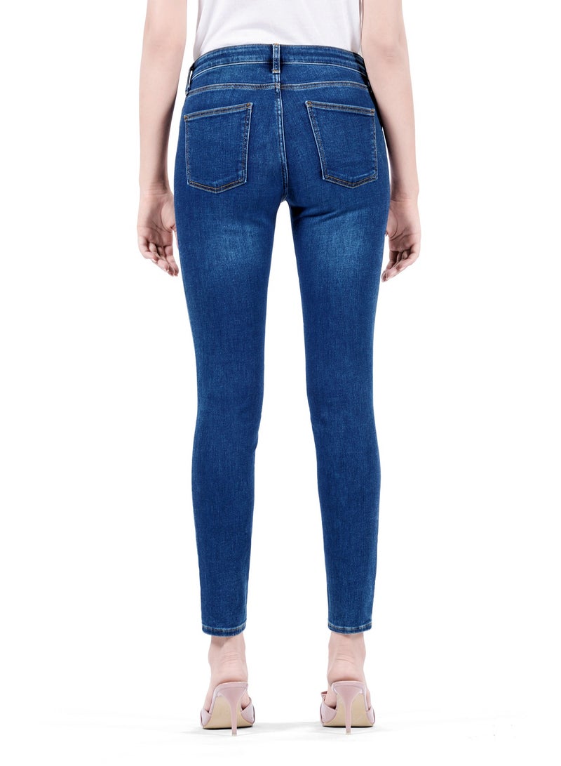 Web Denim Women's Mid Rise Skinny Jeans - Stretchable Stylish Comfort Fit Denim Pants