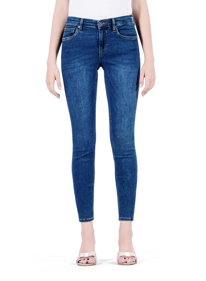Web Denim Women's Mid Rise Skinny Jeans - Stretchable Stylish Comfort Fit Denim Pants