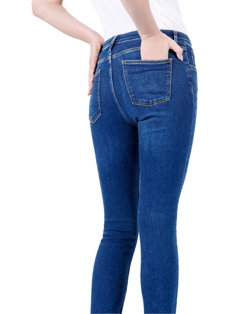 Web Denim Women's Stretch Skinny Jeans - Mid Rise Stylish Denim Pants