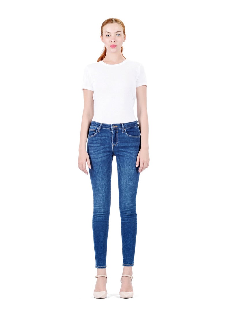 Web Denim Women's Stretch Skinny Jeans - Mid Rise Stylish Denim Pants