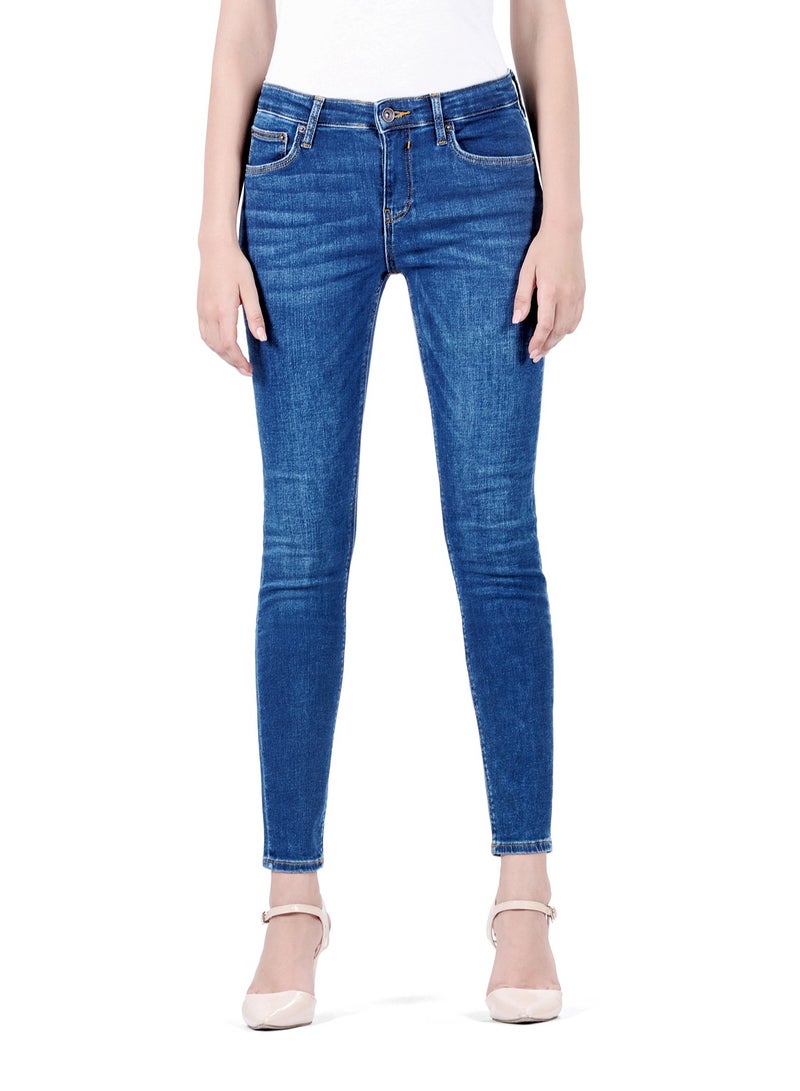 Web Denim Women's Stretch Skinny Jeans - Mid Rise Stylish Denim Pants