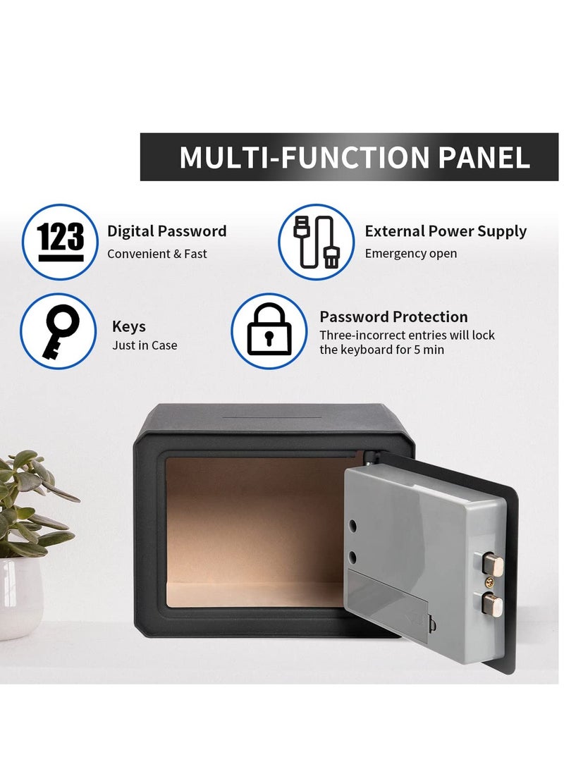 Small Safe Box, Electronic Keypad Lock Money Drop Safe, Personal Mini Safes Cabinet for Home Office Hotel Jewelry, 9.5