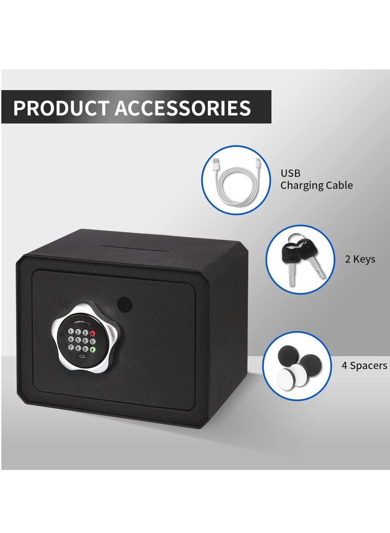 Small Safe Box, Electronic Keypad Lock Money Drop Safe, Personal Mini Safes Cabinet for Home Office Hotel Jewelry, 9.5