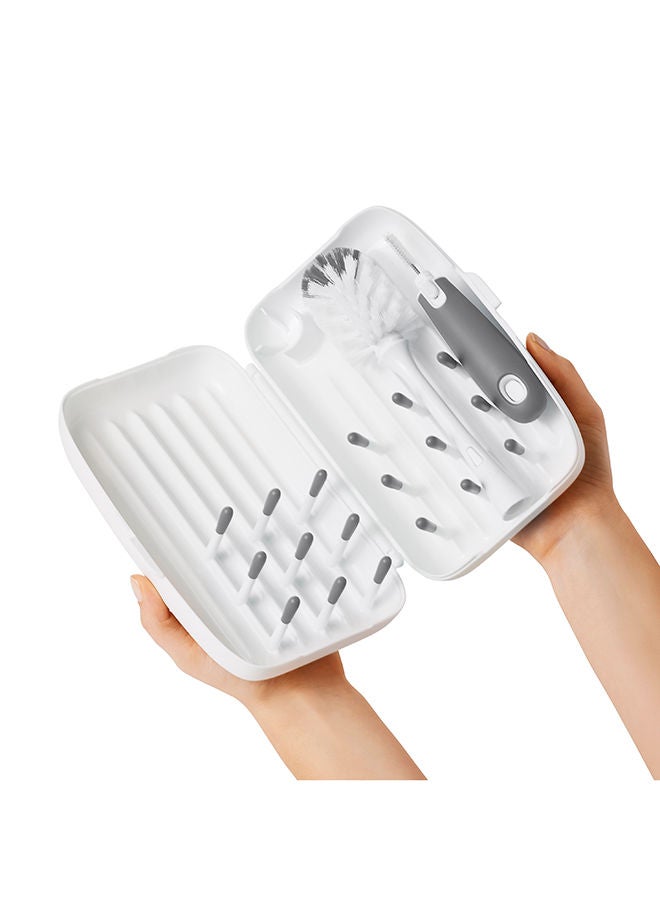 On-The-Go Drying Rack With Bottle Brush - Gray