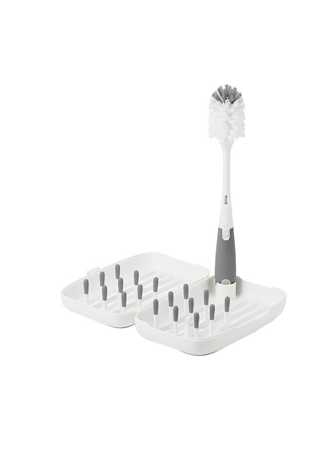 On-The-Go Drying Rack With Bottle Brush - Gray