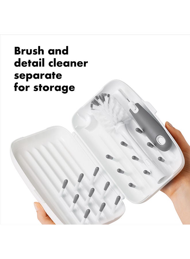 On-The-Go Drying Rack With Bottle Brush - Gray