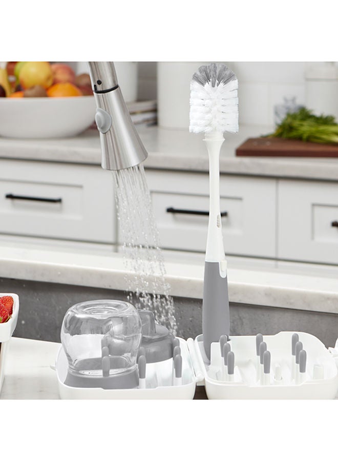 On-The-Go Drying Rack With Bottle Brush - Gray