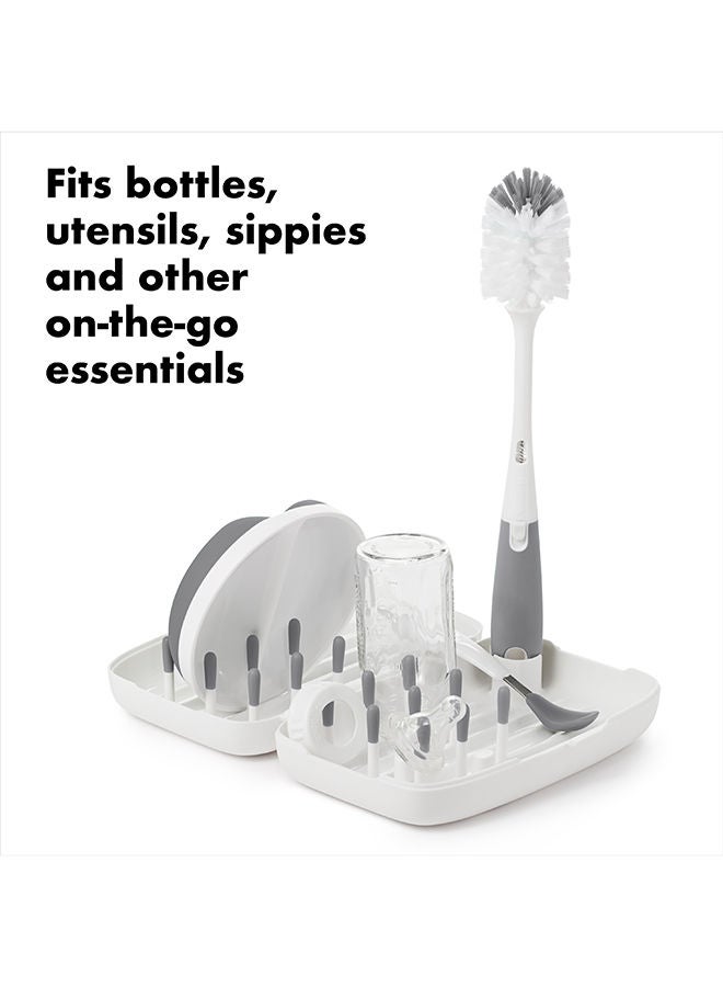 On-The-Go Drying Rack With Bottle Brush - Gray