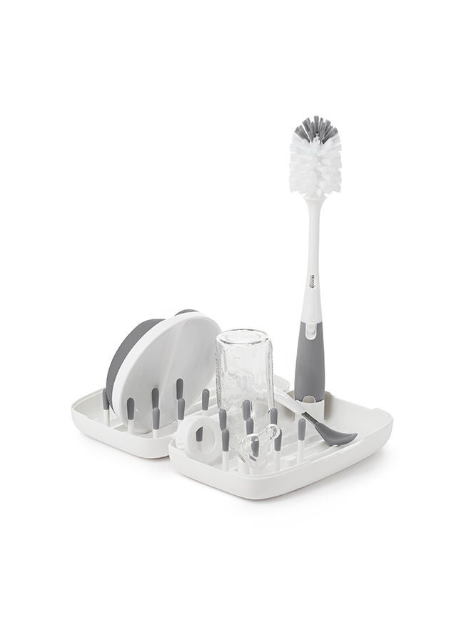 On-The-Go Drying Rack With Bottle Brush - Gray
