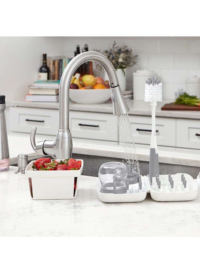 On-The-Go Drying Rack With Bottle Brush - Gray