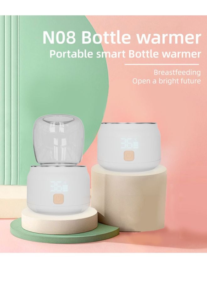 Portable Smart Baby Bottle Warmer Dual Function for Defrosting Warm Milk Heater & Thaw for Formula Breastmilk Keep Warm with 4 Smart Temperature Adjustments BPA Free