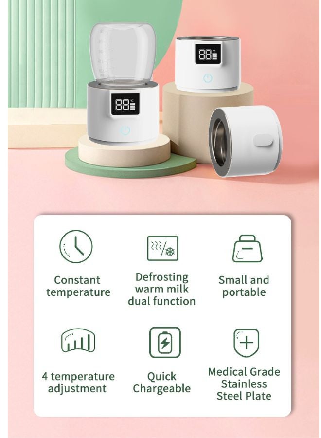 Portable Smart Baby Bottle Warmer Dual Function for Defrosting Warm Milk Heater & Thaw for Formula Breastmilk Keep Warm with Smart Temperature Control BPA Free