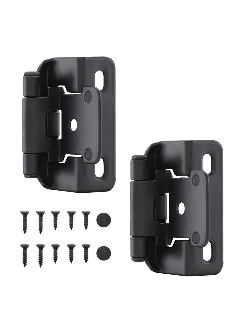 SYOSI 4Pcs 0.5inch Overlay Semi Partial Wrap Cabinet Hinges, Self Closing Inset Cabinet Hinge Black Semi-Concealed Hinges for Kitchen Cabinets